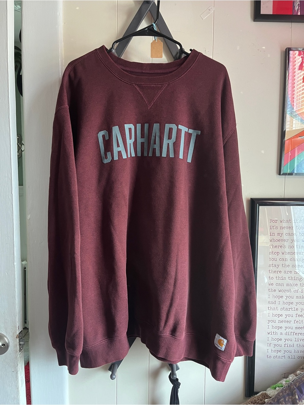 Carhartt Men’s Maroon Logo Crewneck Sweatshirt